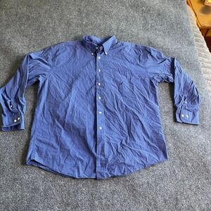 Nautica Mens XXL Blue Micro Check Button Down Shirt 100s Two-Ply Cotton Long Slv